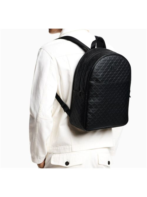 LOGO LEATHER BACKPACK EMPORIO ARMANI | EM001678.AF14774UC001 BLACK BEAUTY